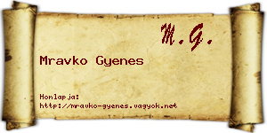 Mravko Gyenes névjegykártya